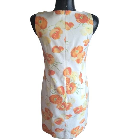 Liz Claiborne Orange and Yellow Floral Sleeveless Sheath Dress 4 - Picture 5 of 6